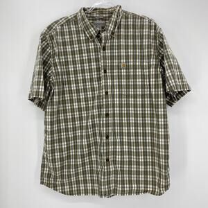 CARHARTT Mens Shirt Size XL Plaid Relaxed Fit Button-Up Short Sleeve Cotton Top